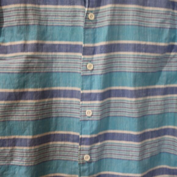 Izod Blue Casual Button Down Shirt with Striking Stripes Medium - Picture 5 of 14